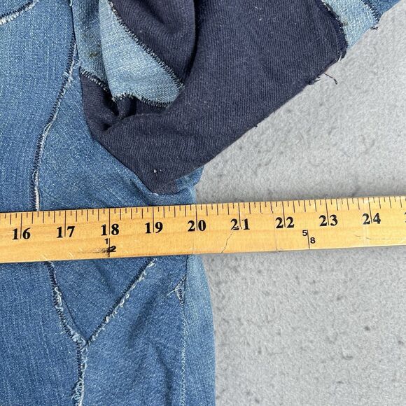 Vintage 70s Patchwork Jacket Small Medium Blue Denim Custom Handmade Lined - Picture 9 of 16